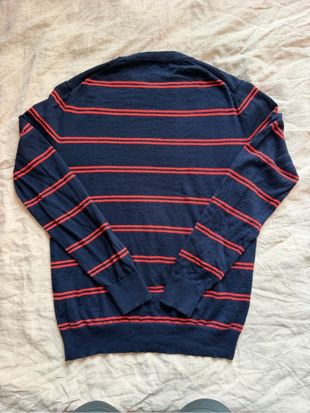 Italian merino wool polo Banana Republic red blue stripes men’s medium